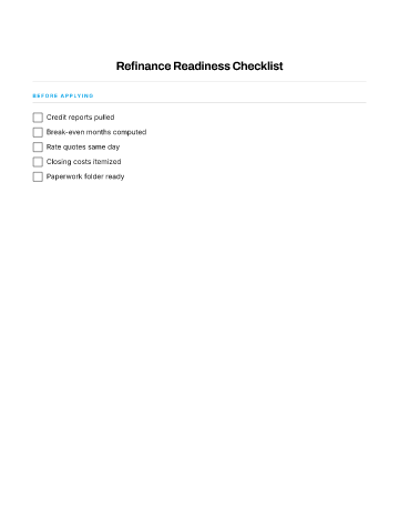 Refinance Readiness Checklist — Finance & Insurance template