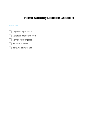 Home Warranty Decision Checklist — Finance & Insurance template