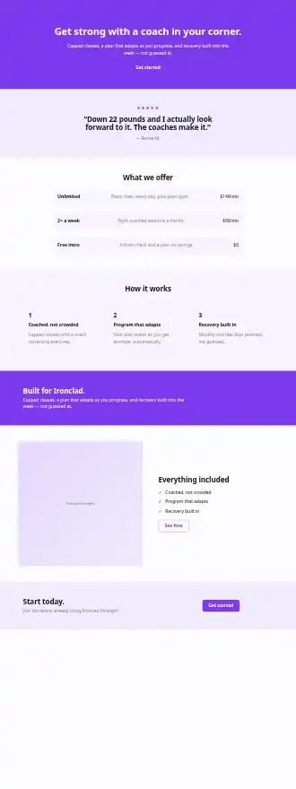 Ironclad Strength — Homepages template