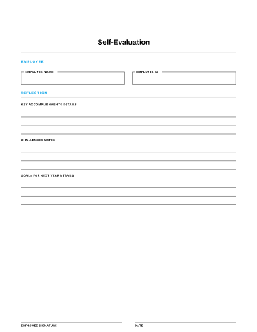 Self-Evaluation — Performance form template