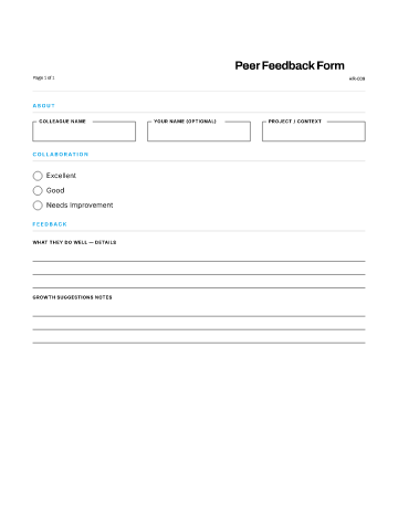 Peer Feedback Form — Performance template
