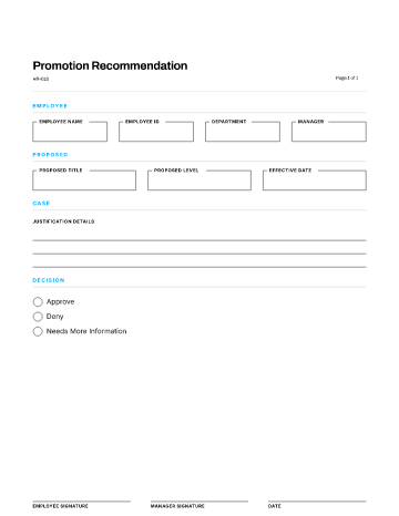 Promotion Recommendation — Performance template