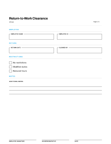 Return-to-Work Clearance — Leave & Time Off template