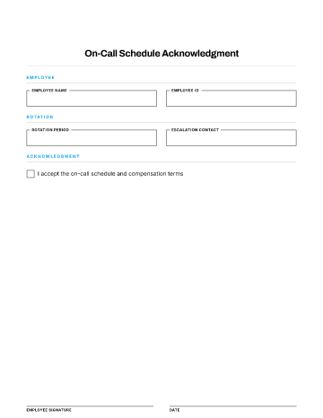 On-Call Schedule Acknowledgment — Time & Scheduling template