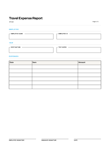 Travel Expense Report — Pay & Expenses template