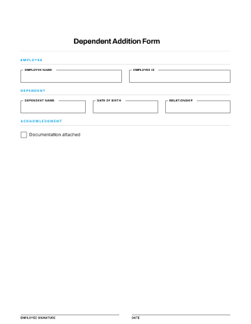Dependent Addition Form — Benefits & Wellness template