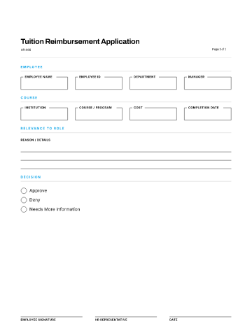 Tuition Reimbursement Application — Benefits & Wellness template