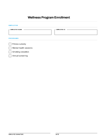 Wellness Program Enrollment — Benefits & Wellness form template