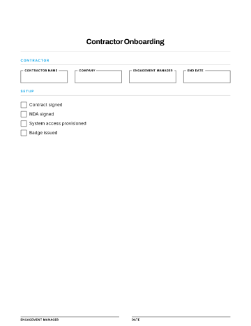 Contractor Onboarding — Hiring & Referrals template