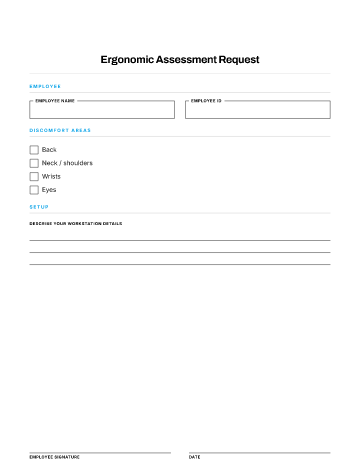 Ergonomic Assessment Request — Health & Safety template