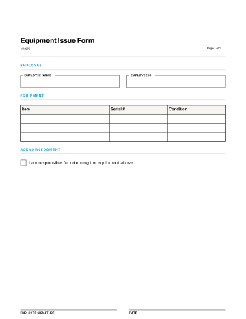 Equipment Issue Form — Remote & Equipment template