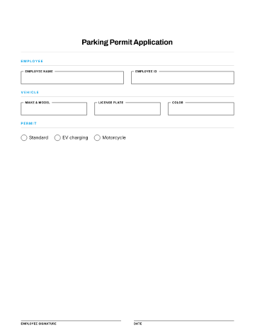 Parking Permit Application — Remote & Equipment template