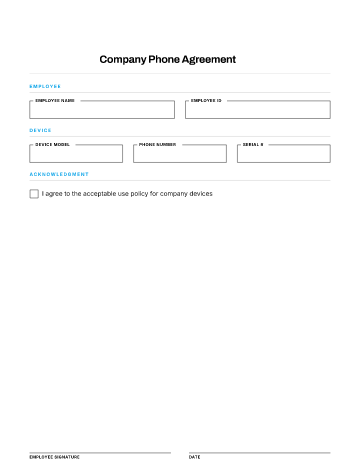 Company Phone Agreement — Remote & Equipment form template