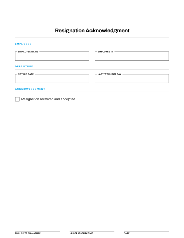 Resignation Acknowledgment — Offboarding template