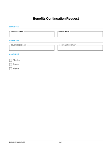 Benefits Continuation Request — Offboarding template