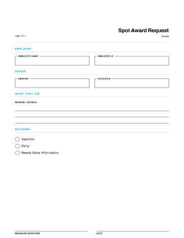 Spot Award Request — Recognition template