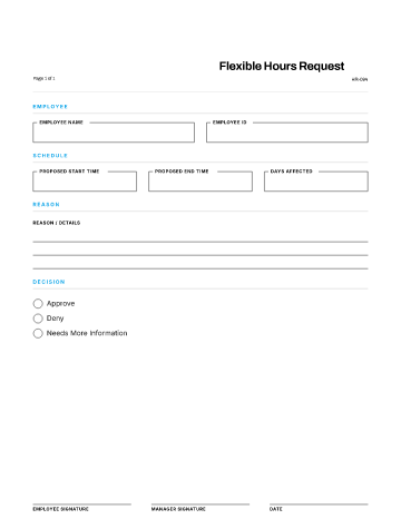Flexible Hours Request — Work Arrangements template
