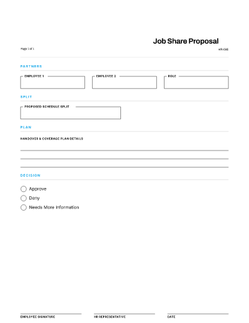 Job Share Proposal — Work Arrangements template