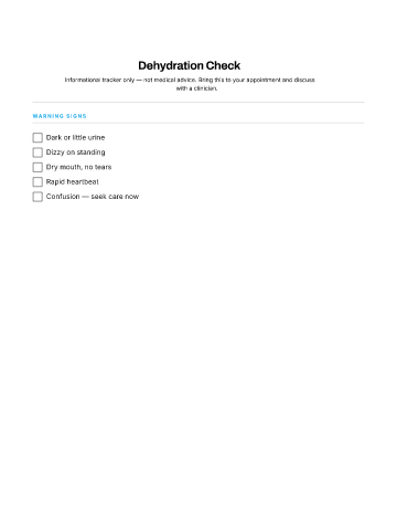 Dehydration Check — When to Seek Care checklist template