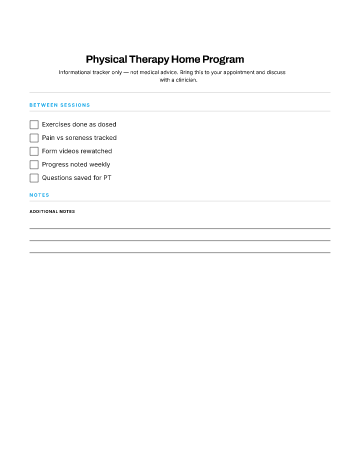 Physical Therapy Home Program — Recovery & Aftercare checklist template