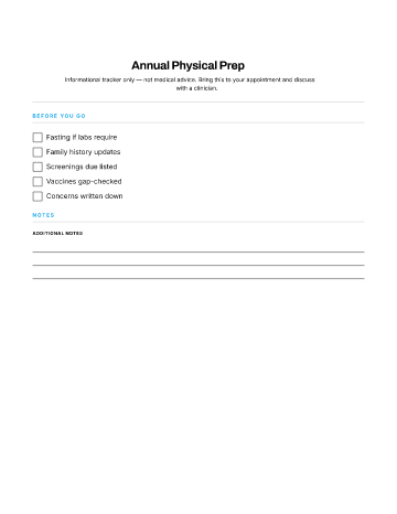 Annual Physical Prep — Preventive template
