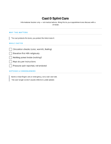 Cast & Splint Care — Recovery & Aftercare template