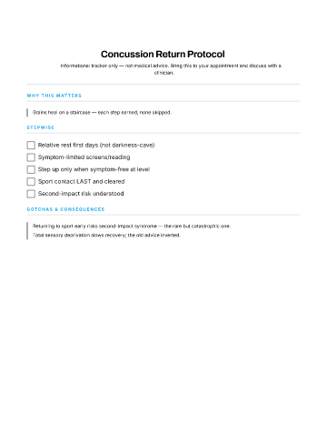 Concussion Return Protocol — Recovery & Aftercare template