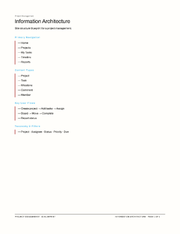 Project Management — IA Blueprint — Information Architecture form template