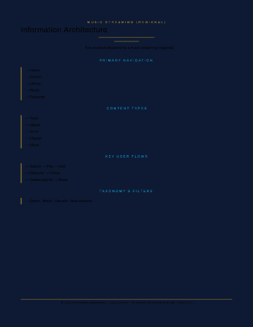 Music Streaming (Regional) — IA Blueprint — Information Architecture form template