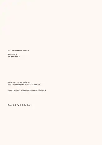 Knitting & Crafts Circle — Office & Community Socials invite-events template