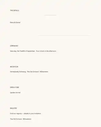 Botanical Watercolor Wedding — Details Card — Parties & Celebrations invite-events template