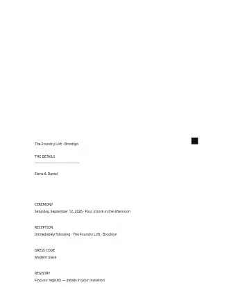Modern Mono Wedding — Details Card — Parties & Celebrations invite-events template