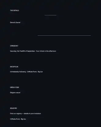 Modern Photo-Led Wedding — Details Card — Parties & Celebrations invite-events template