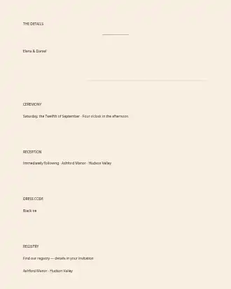 Vintage Victorian Wedding — Details Card — Parties & Celebrations invite-events template