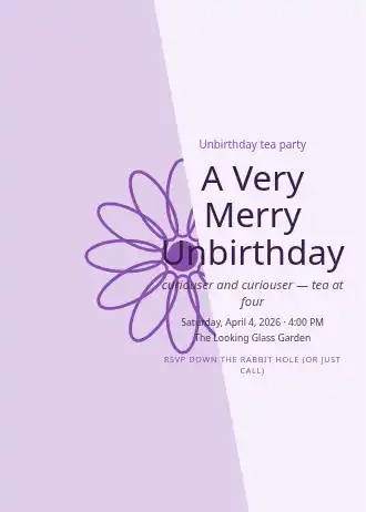 A Very Merry Unbirthday — Birthday invitation template