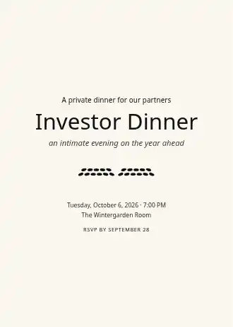 Investor Dinner — Corporate invitation template