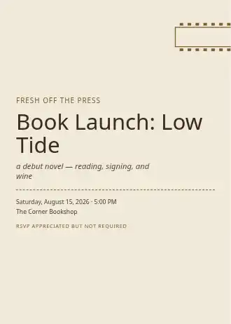 Book Launch: Low Tide — Corporate invitation template