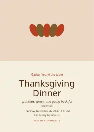 Thanksgiving Dinner — Holiday invitation template