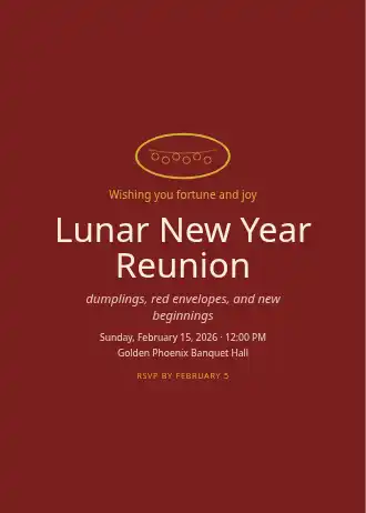 Lunar New Year Reunion — Holiday invitation template