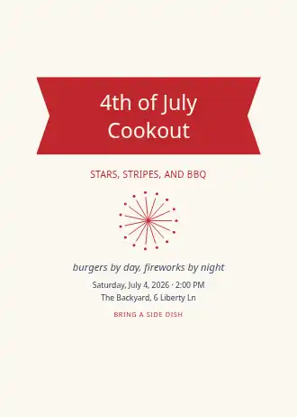 4th of July Cookout — Holiday invitation template