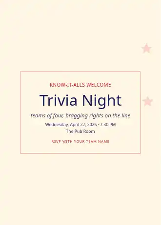 Trivia Night — Social invitation template