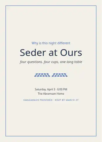 Seder at Ours — Holiday invitation template