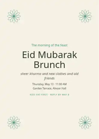 Eid Mubarak Brunch — Holiday invitation template