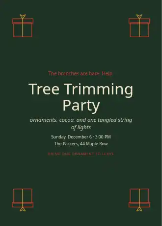 Tree Trimming Party — Holiday invitation template