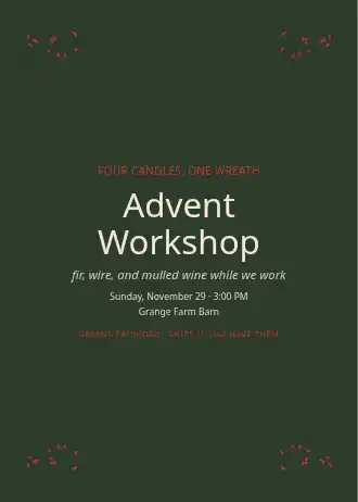 Advent Workshop — Holiday invitation template