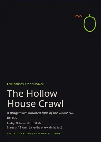 The Hollow House Crawl — Holiday invitation template