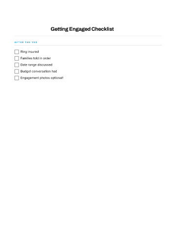 Getting Engaged Checklist — Marriage & Partnership checklist template