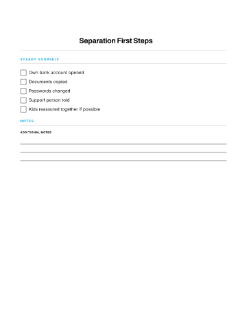 Separation First Steps — Separation & Divorce checklist template