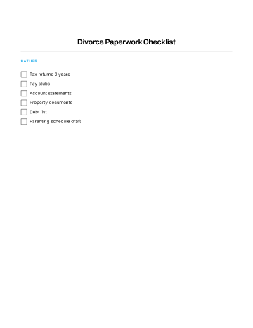 Divorce Paperwork Checklist — Separation & Divorce template