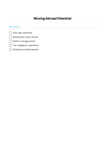 Moving Abroad Checklist — Relocation template